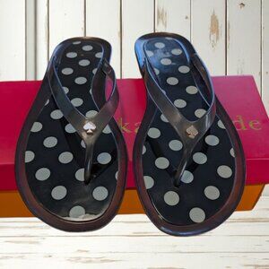 NIB Authentic KATE SPADE Janela Polka Dot Flip Flop sandal in Smoke Size 10 NWT